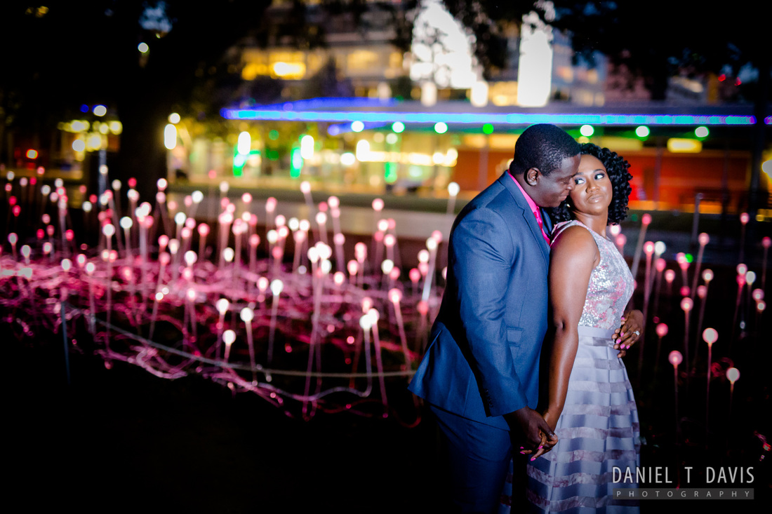 Nighttime Engagement Photos in Houston