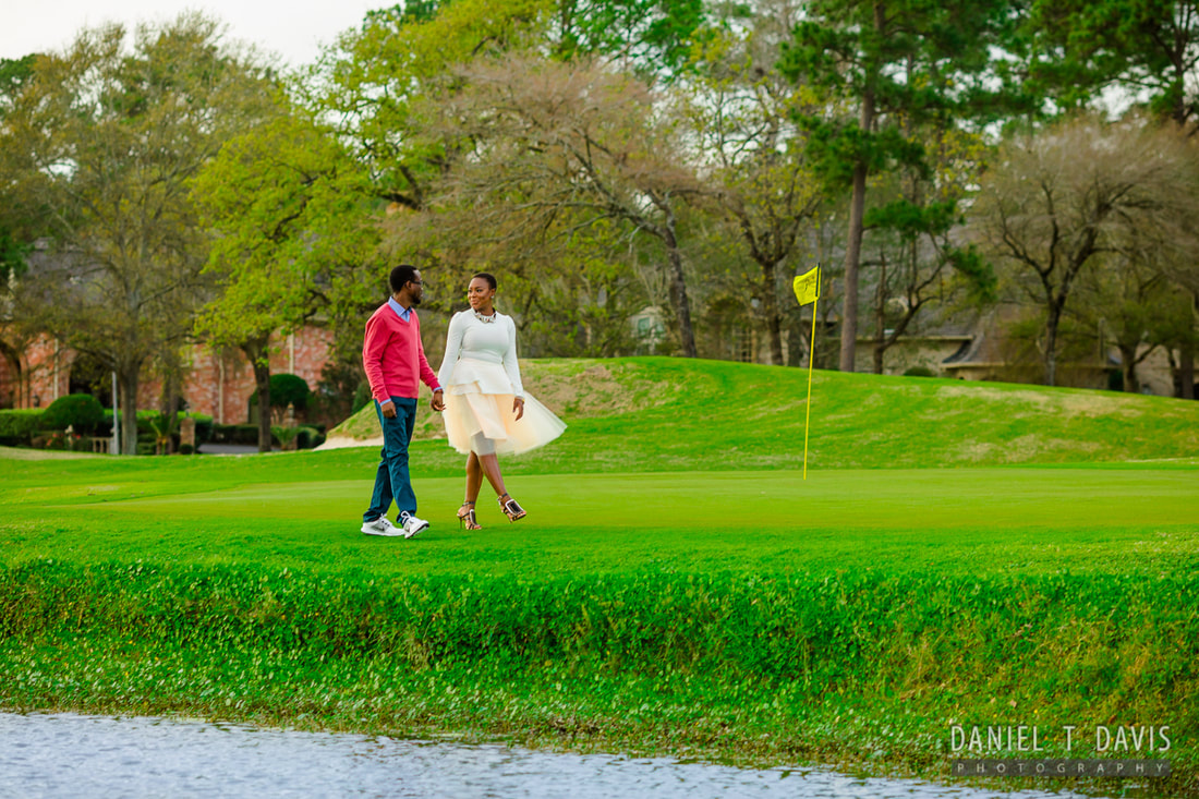 Golf Theme Engagement Photos in Houston
