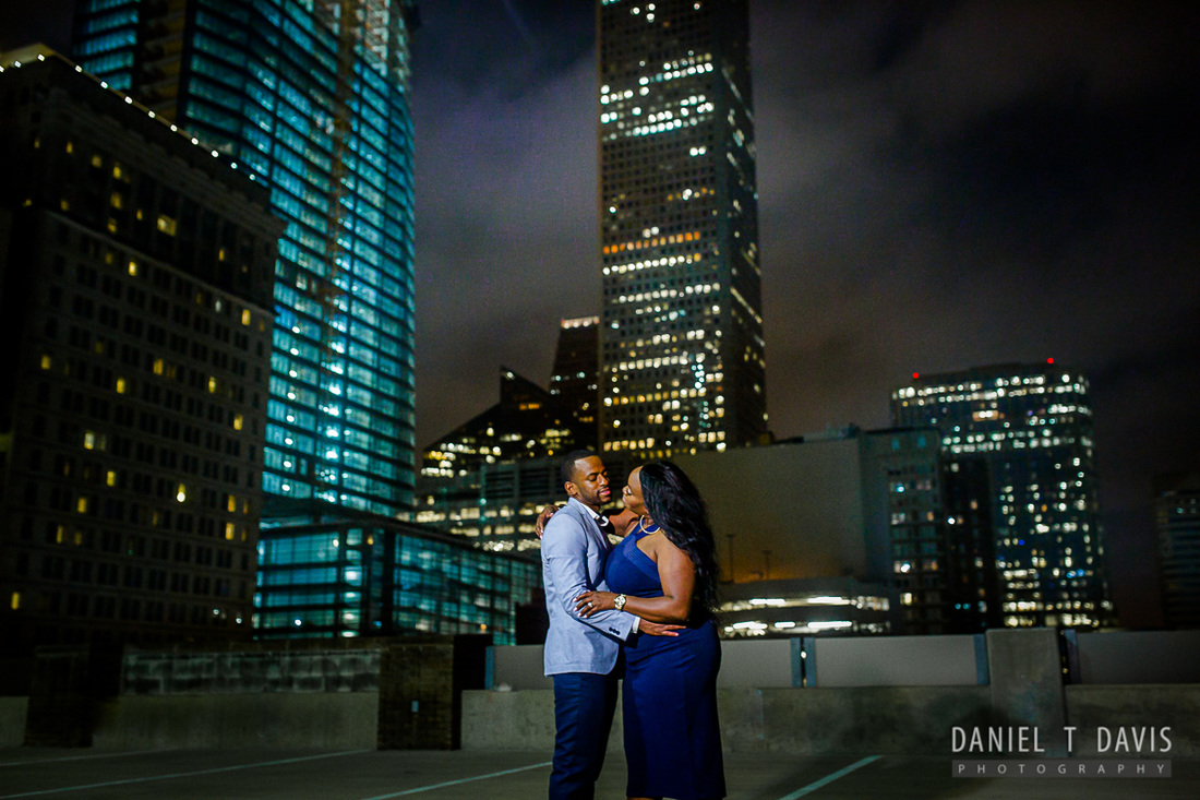 Downtown Houston RoofTop Engagement Photos